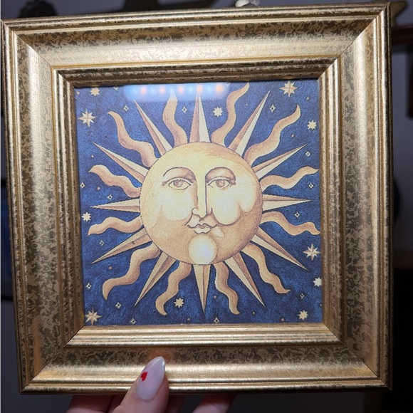 Vintage 90s Celestial Mary Beth Zeitz Gold Framed Sun Picture - Picture 2 of 5